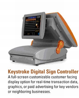 Image of Keystroke Advanced POS screenshot and all-in-one point of sale terminal with Digital Sign Controller screenshot.