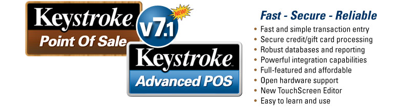 Image of Keystroke Advanced POS screenshot and all-in-one point of sale terminal with Digital Sign Controller screenshot.