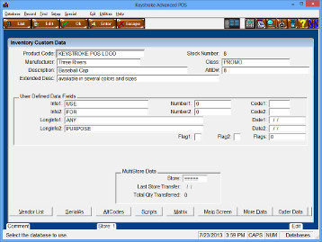 Click To View Keystroke Inventory Custom Data Screen